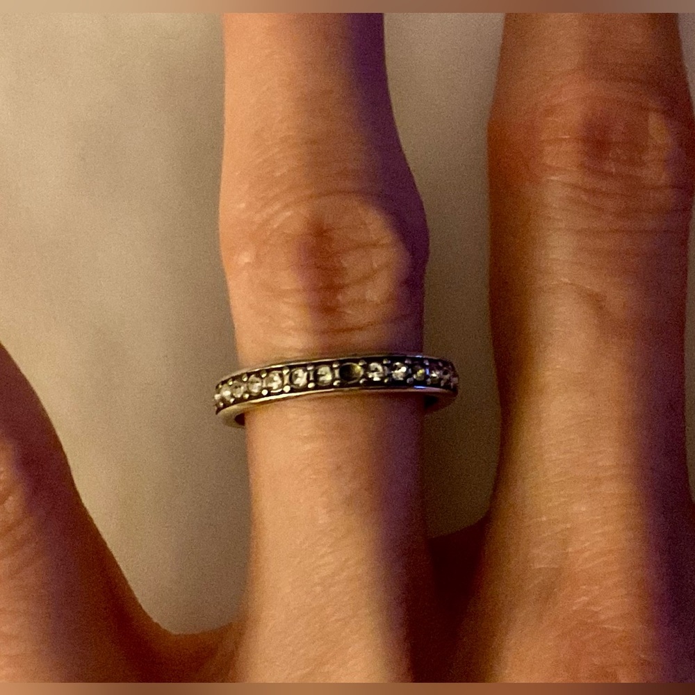 Brighton Crystal Eternity Band Ring Sz 7 Silver Tone Signed Classic Stackable - Picture 4 of 7